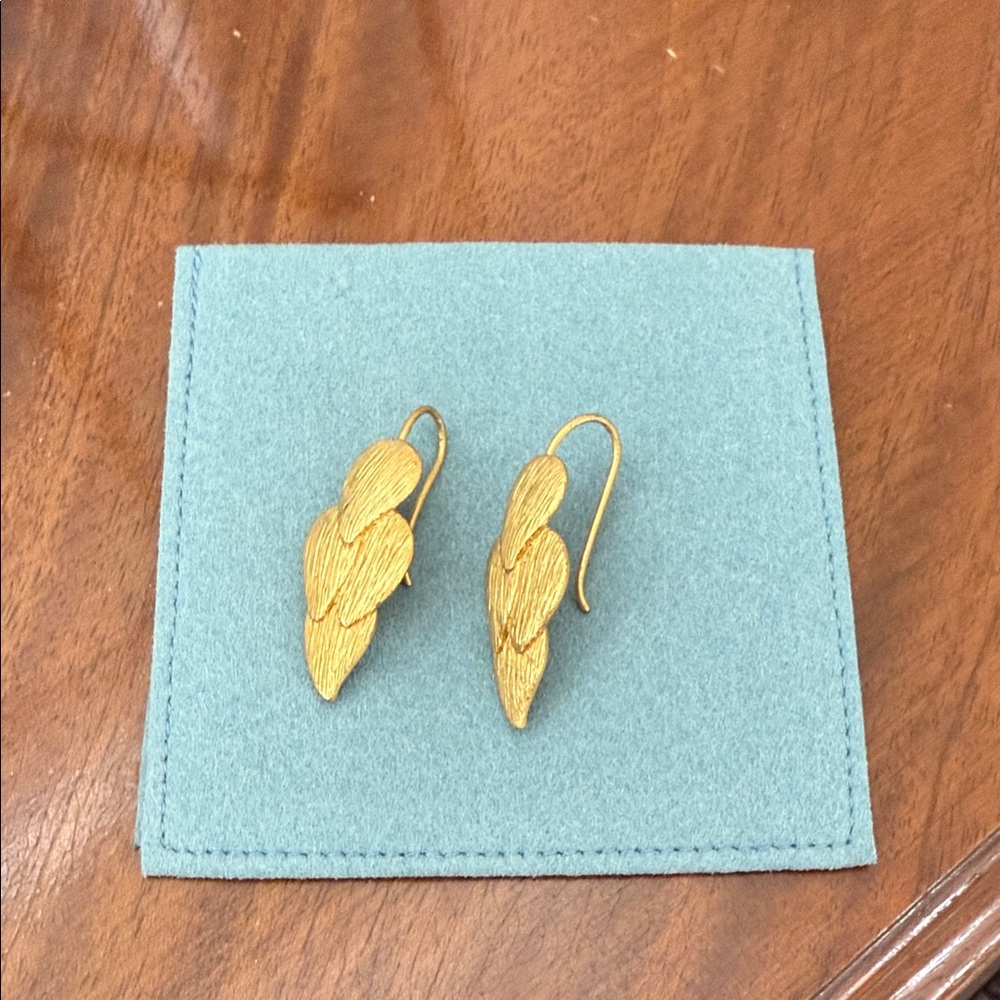 Julie Vos Gold Plated Leaf Earrings